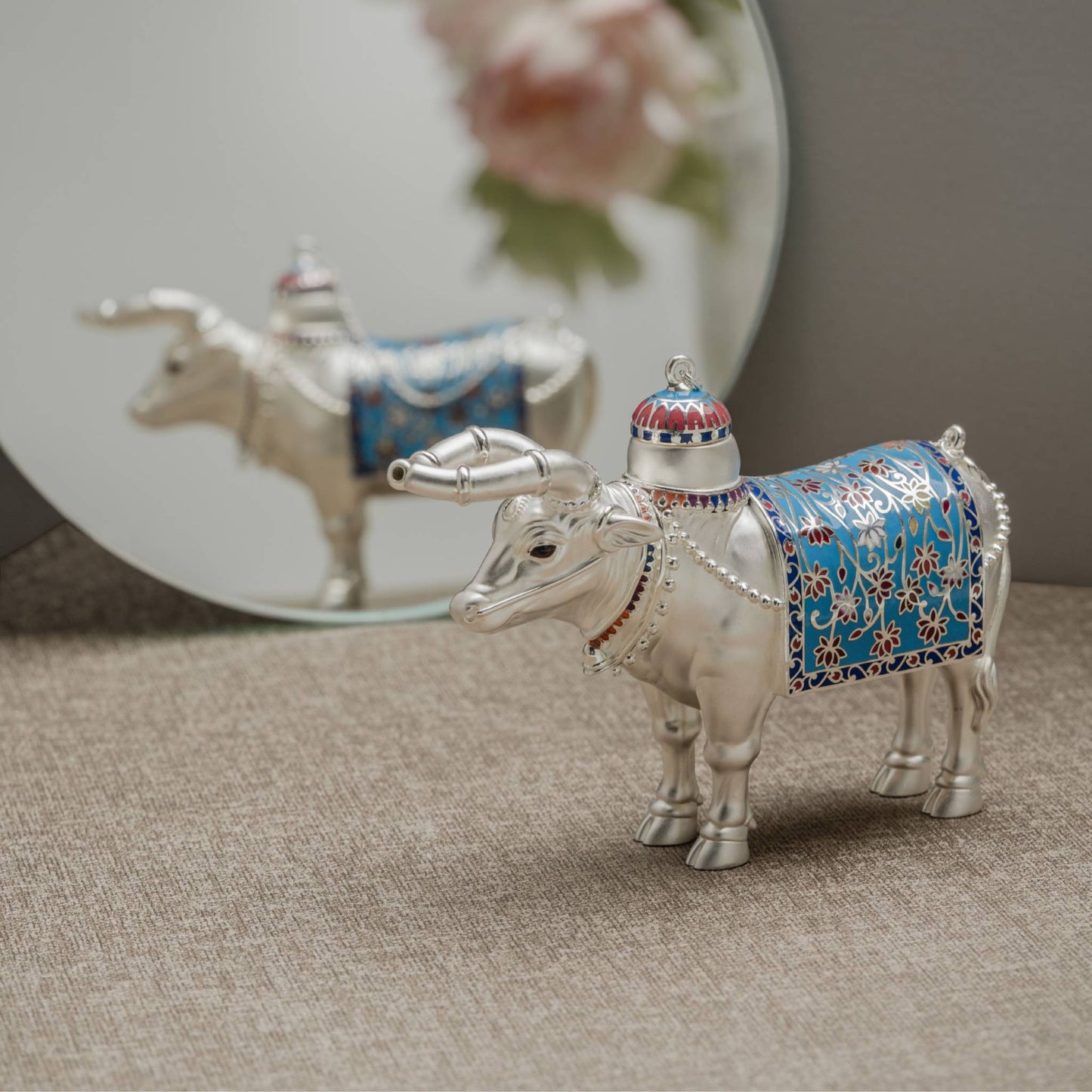 925 Silver Matte Finish Rushabh Kalash with Enamel