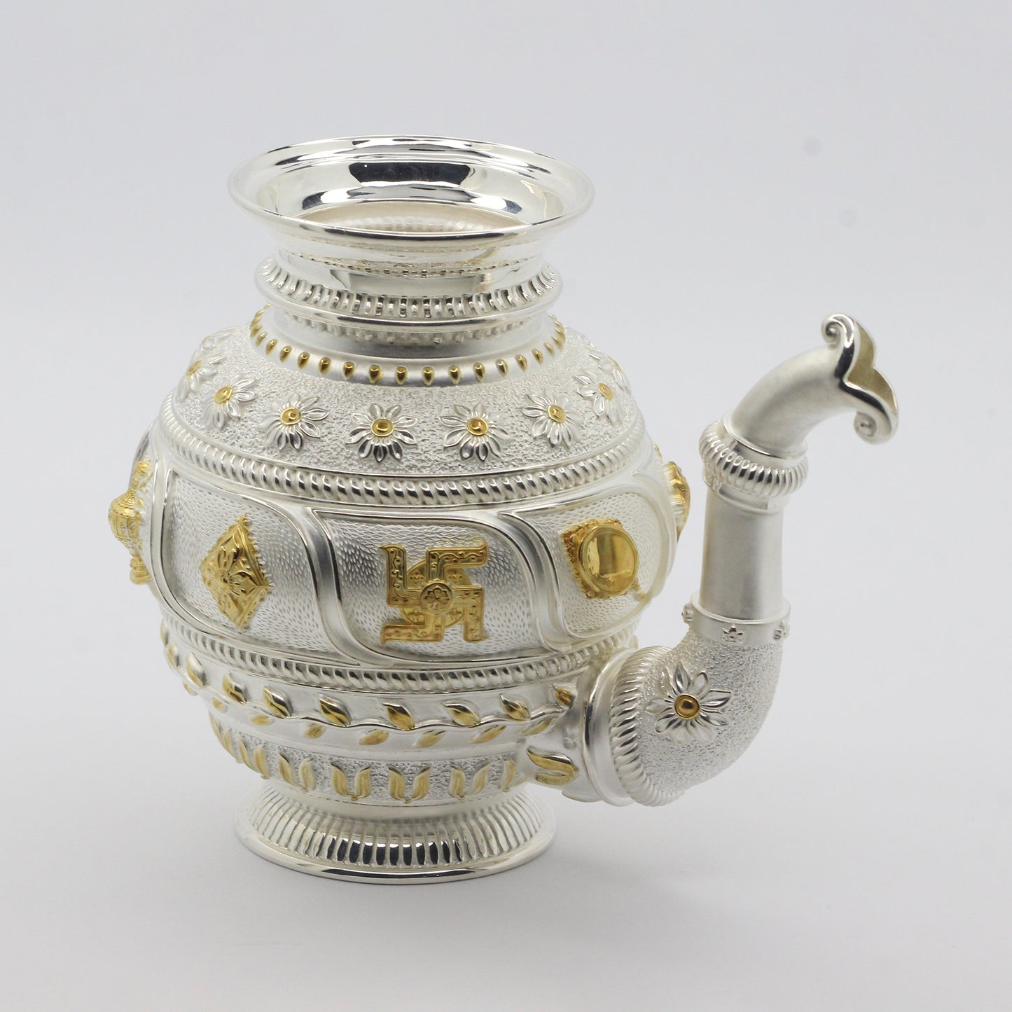 925 Silver Mixed Finish Ashtamangal Kalash