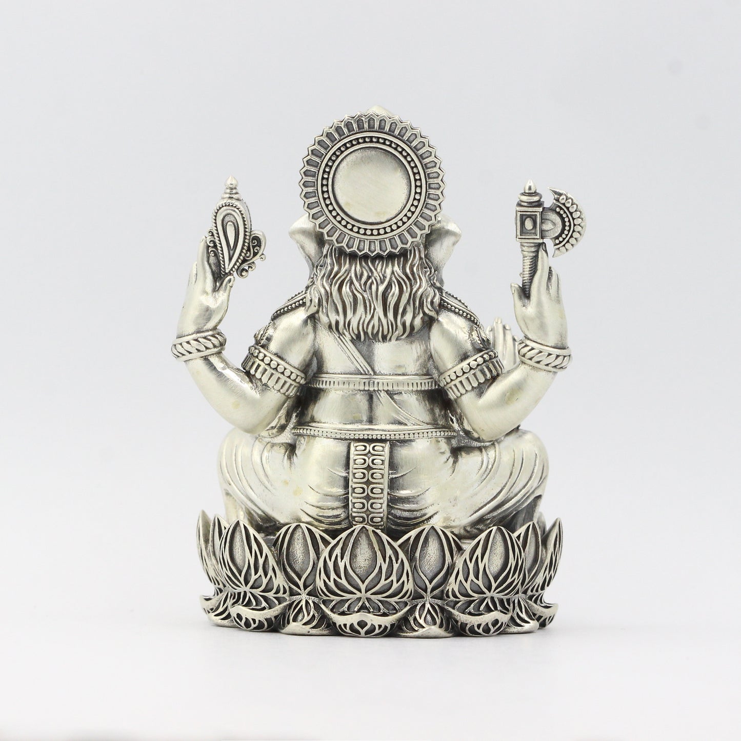 Silver Antique Finish Lotus Base Ganesh