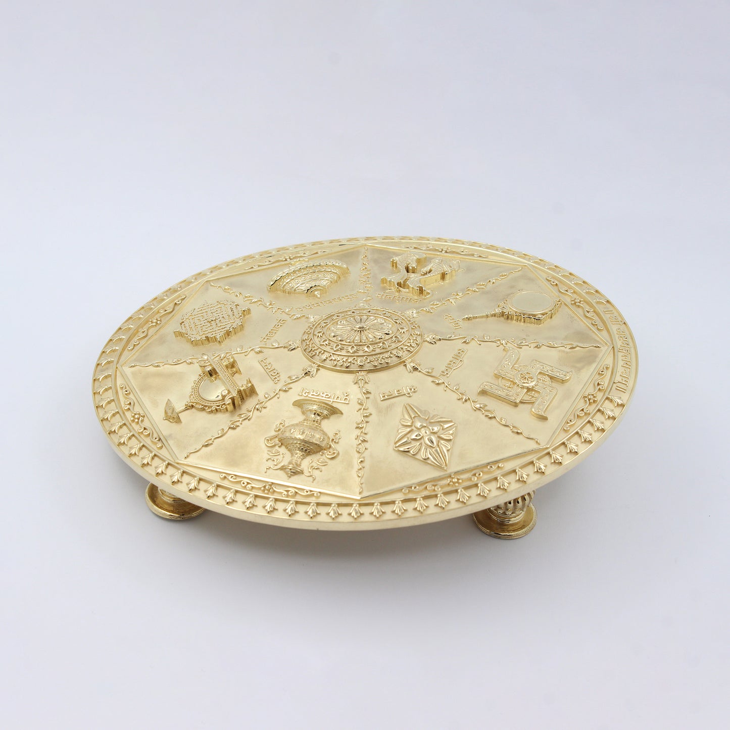 Brass Mixed Finish Oval Ashtamangal