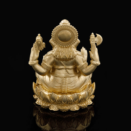 Brass Matte with Brown Rhodium Lotus Base Ganesh