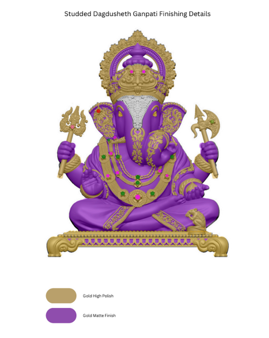 Silver Mixed Finish Studded Dagdusheth Ganpati