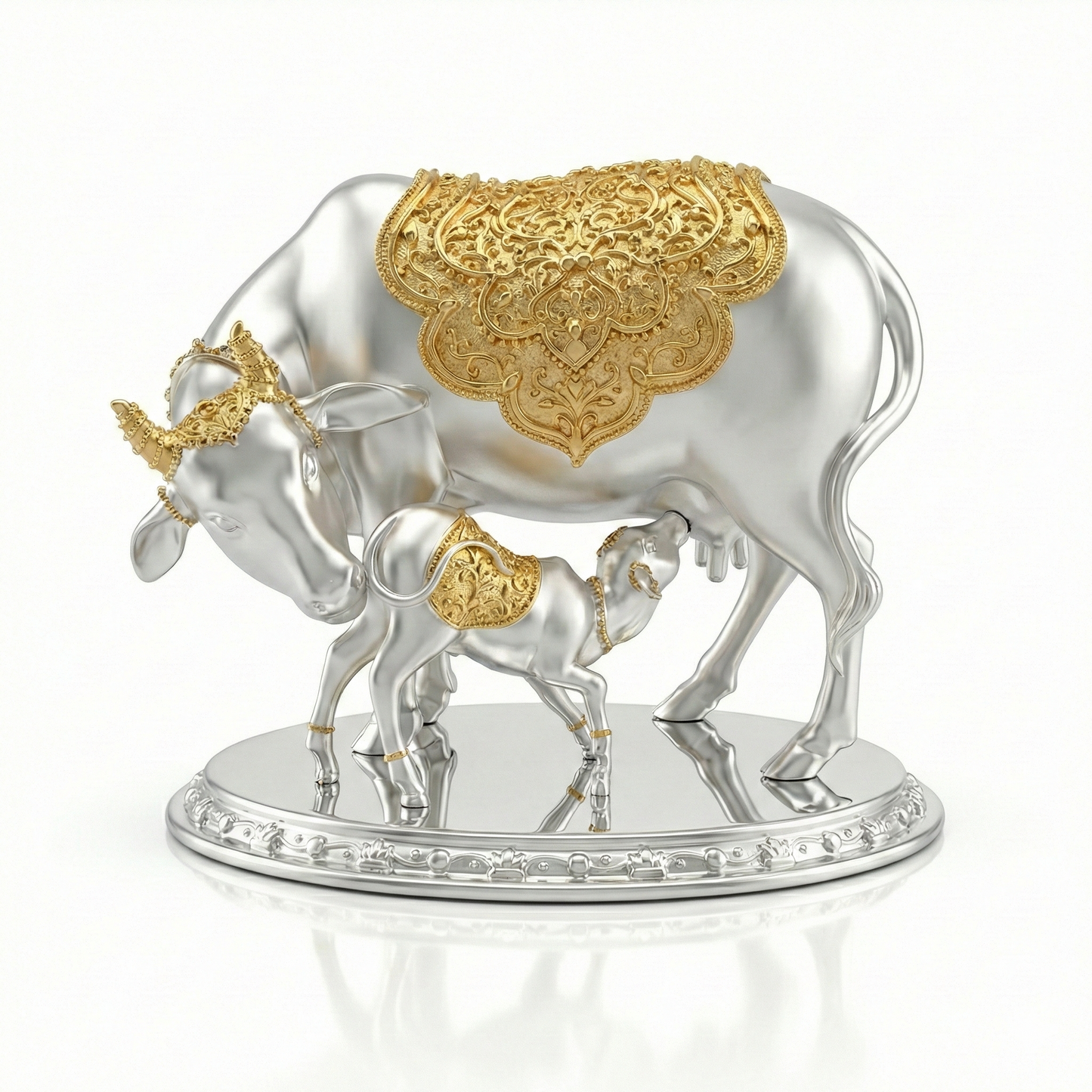 925 Silver Mixed Finish Kamdhenu Gai