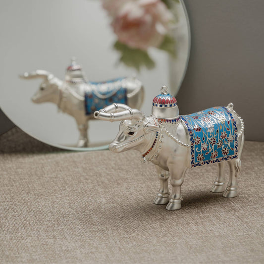 925 Silver Matte Finish Rushabh Kalash with Enamel