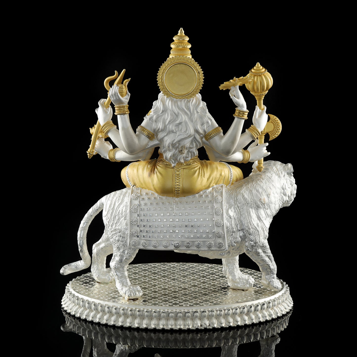 Silver Mixed Finish Ambe Maataji with Gold Plating