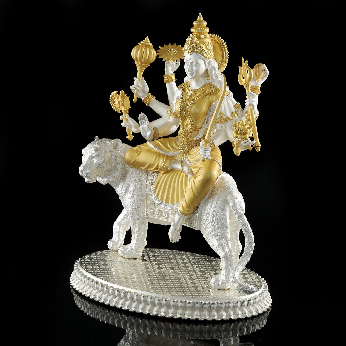 Silver Mixed Finish Ambe Maataji with Gold Plating