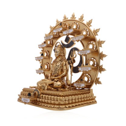 Brass Mixed Finish Mahadev with 12 Jyotirlinga Murthi