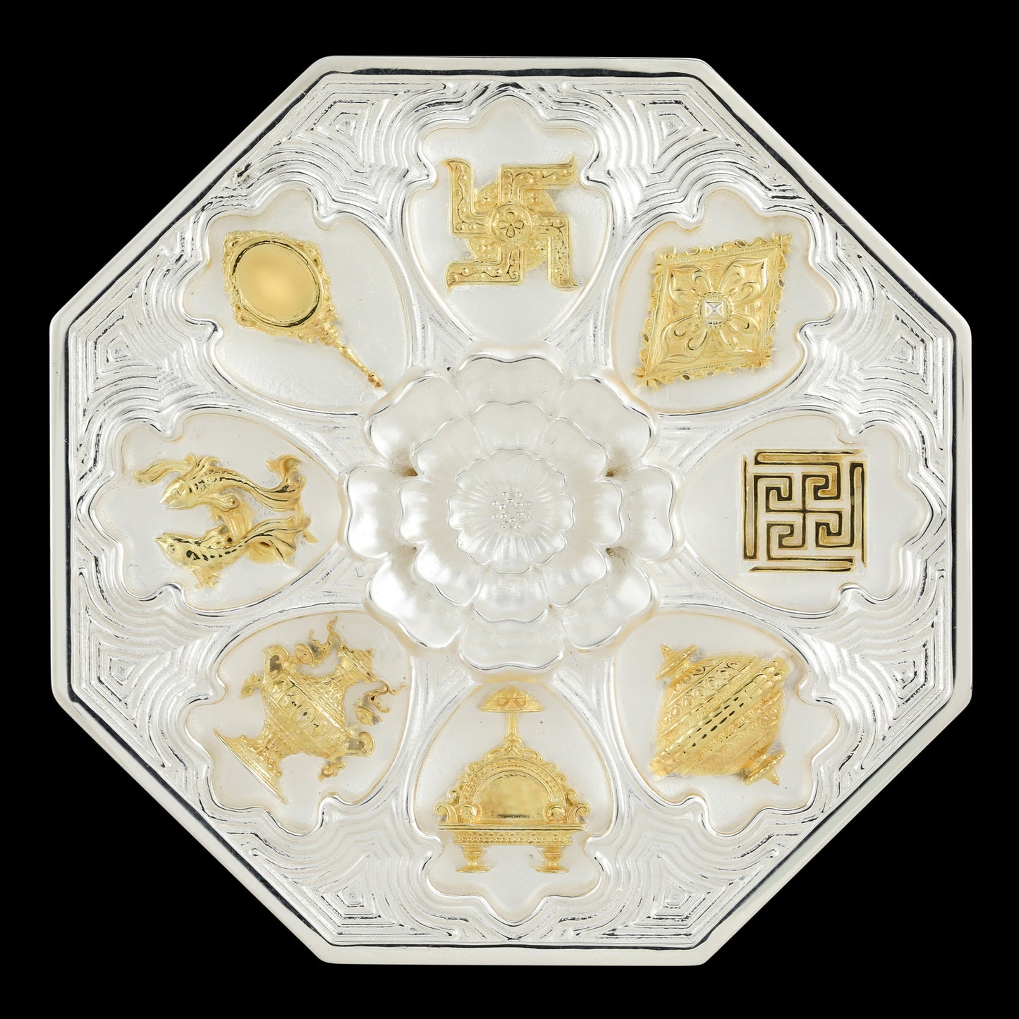 925 Silver Mixed Finish Ashtamangal Coin