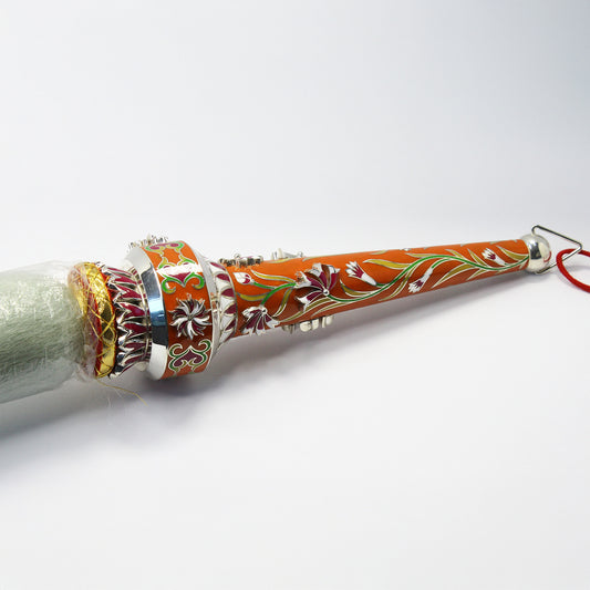 925 Silver High Polished Floral Chamar No 7 with Enamel