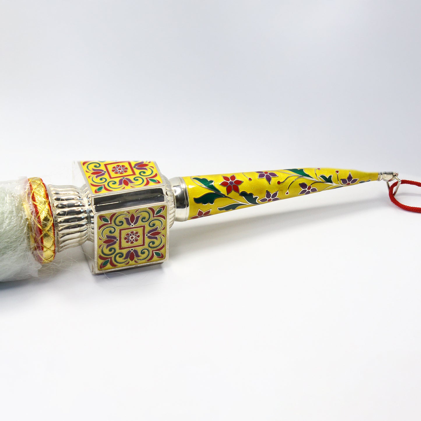 925 Silver Mixed Finish Floral Chamar No 5 with Enamel