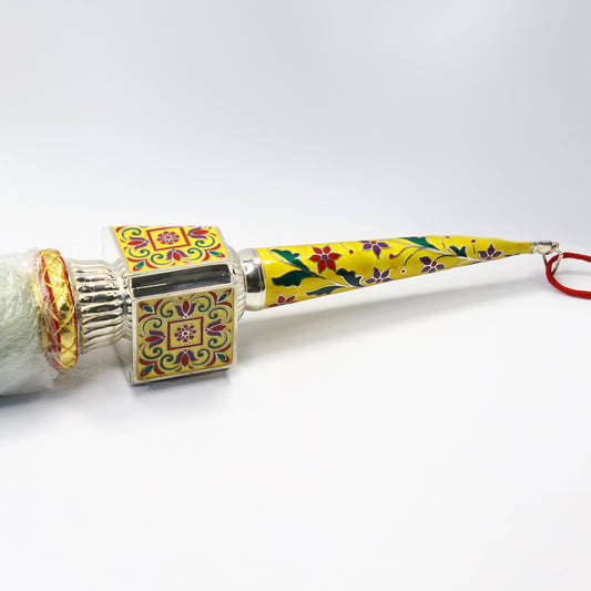 925 Silver Mixed Finish Floral Chamar No 5 with Enamel