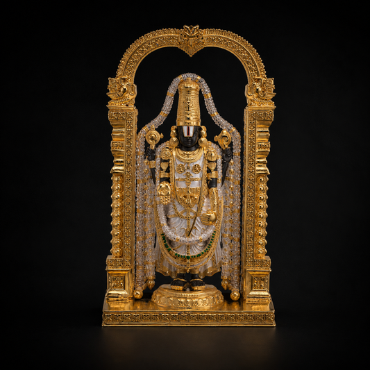 925 Silver Mixed Finish Tirupati Balaji with Prabhavali