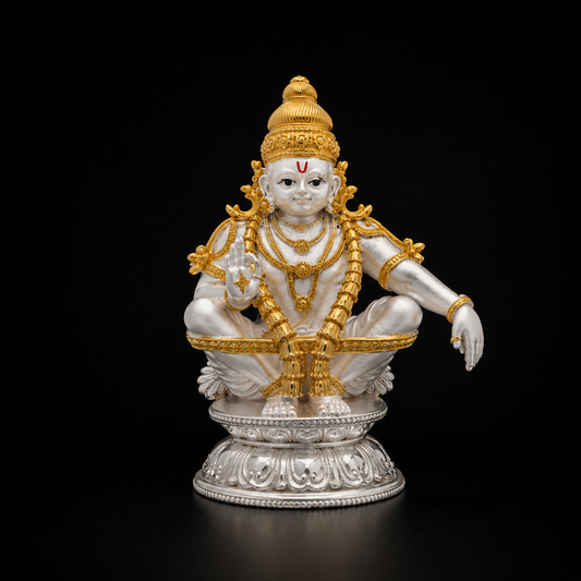 925 Silver Mixed Finish Ayappa Swami Idol