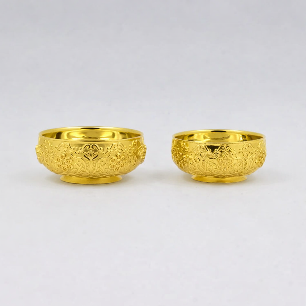 925 Silver Mixed Finish Studded Vati Set