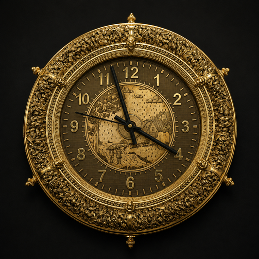 Brass Antique Finish Floral Clock