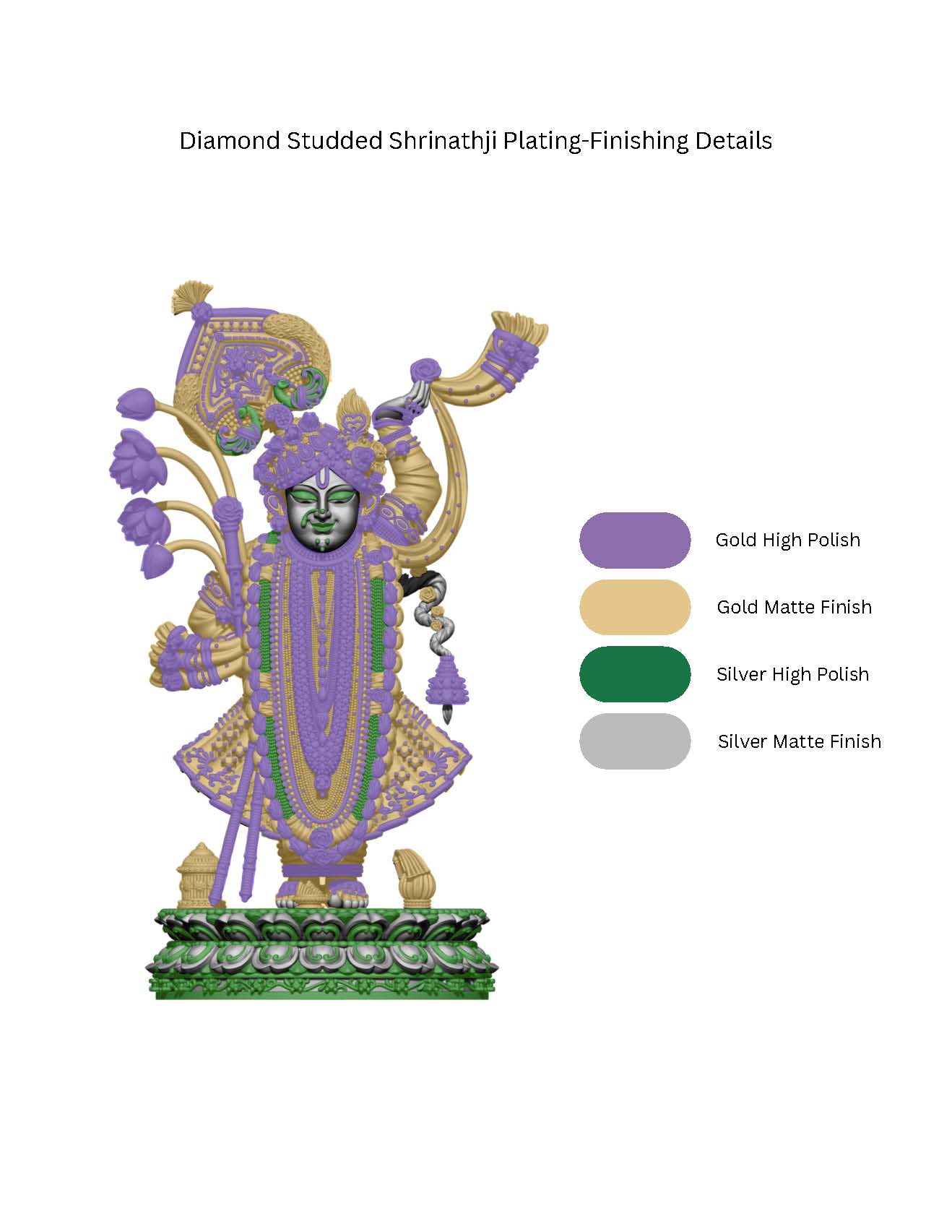 925 Silver Studded Shreenathji