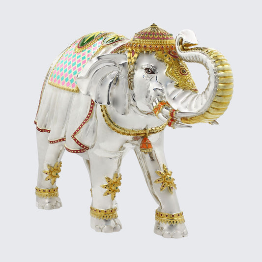 999 Silver Premium Matte Elephant with Enamel