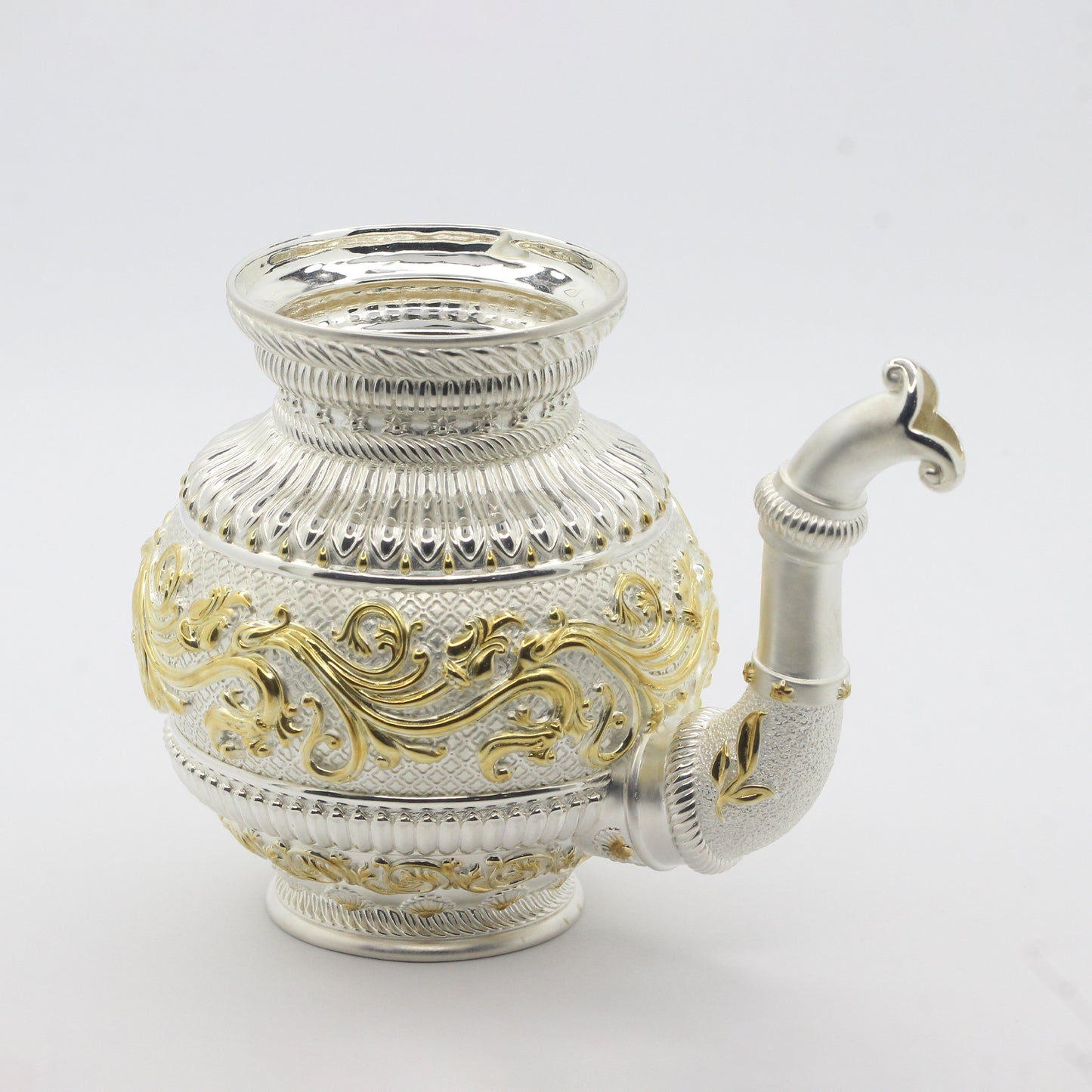 925 Silver Mixed Finish Floral Kalash No 2