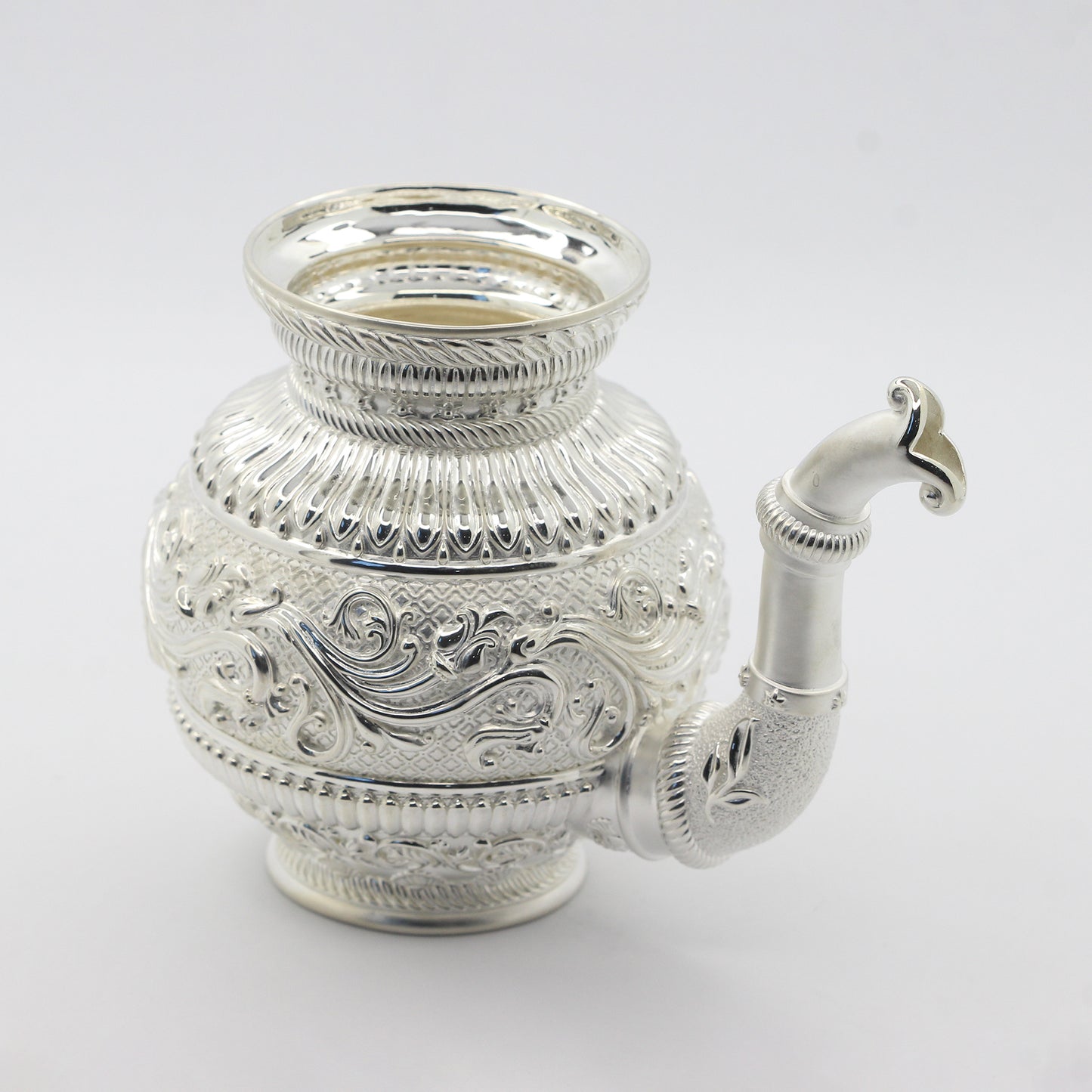 925 Silver Mixed Finish Floral Kalash No 2