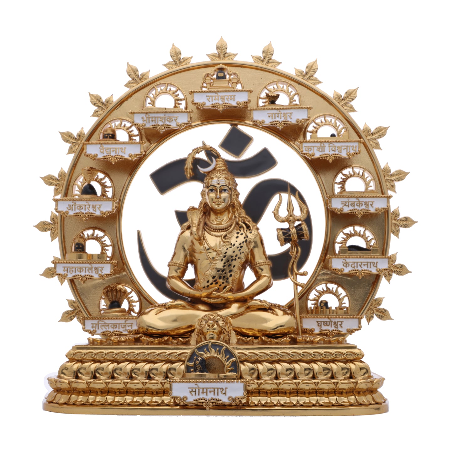 Brass Mixed Finish Mahadev with 12 Jyotirlinga Murthi