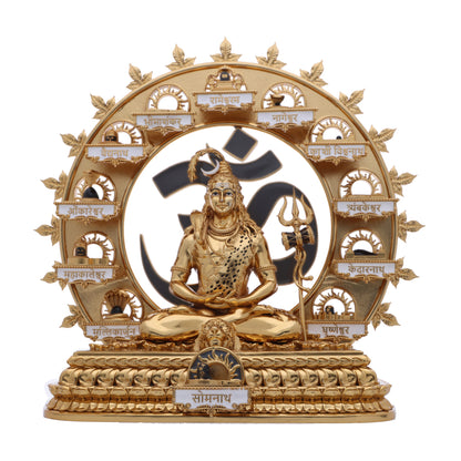 Brass Mixed Finish Mahadev with 12 Jyotirlinga Murthi