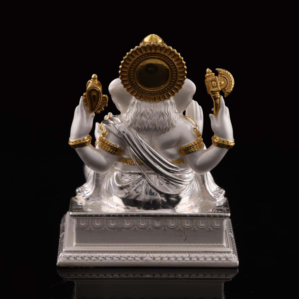 925 Silver Mixed Finish Ganesh on Patla with Dual Plating