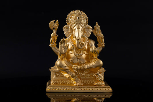 Silver Mixed Finish Ganesh on Patla (South Style)