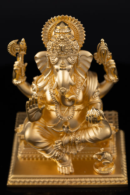 Silver Mixed Finish Ganesh on Patla (South Style)