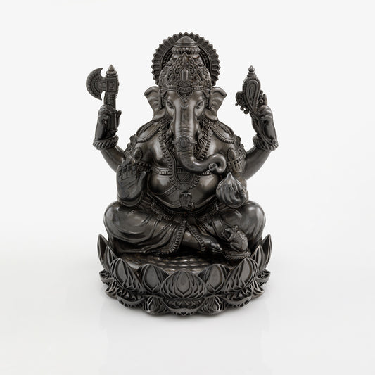 Brass Black Oxidized Finish Lotus Base Ganesh