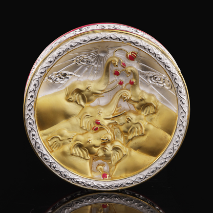 925 Silver Mixed Finish Lotus Elephant Coin