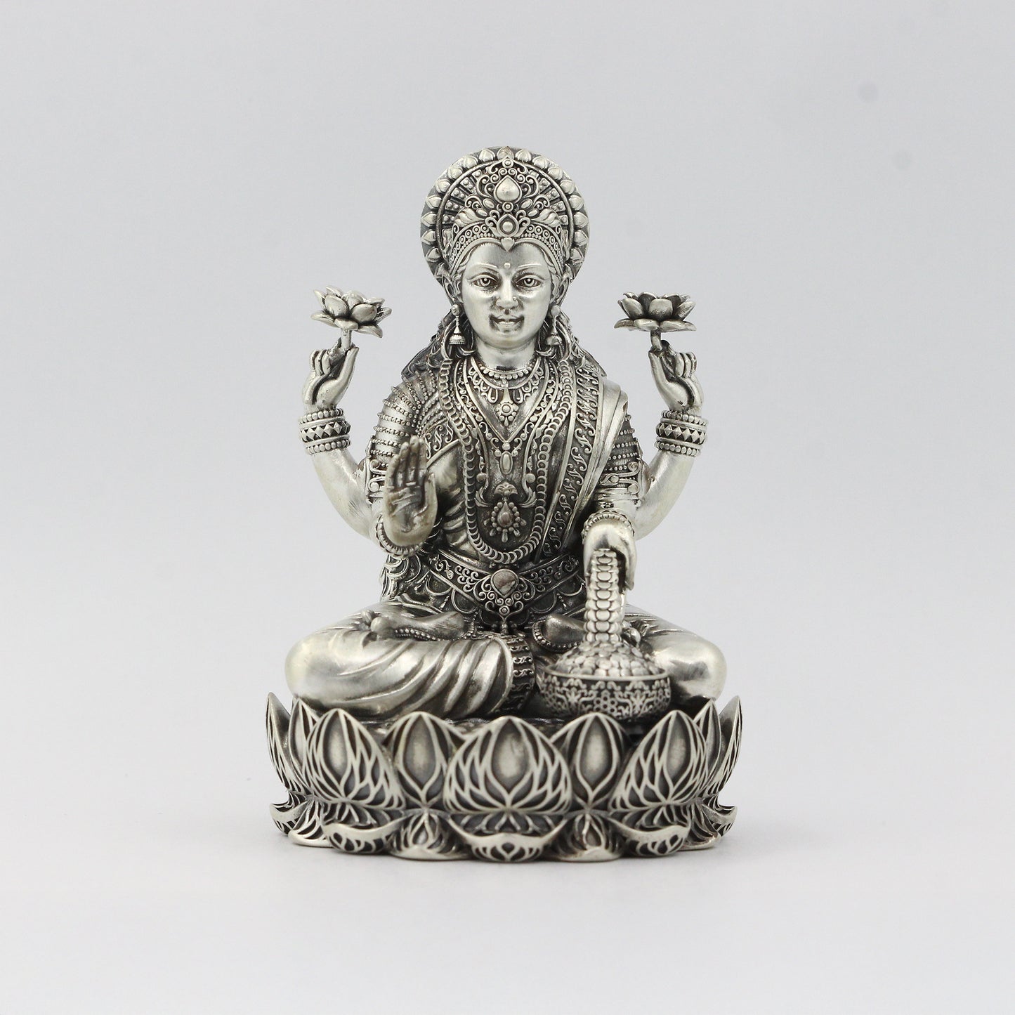 Silver Antique Lotus Base Lakshmi