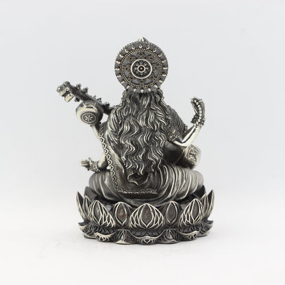 Silver Antique Lotus Base Saraswati