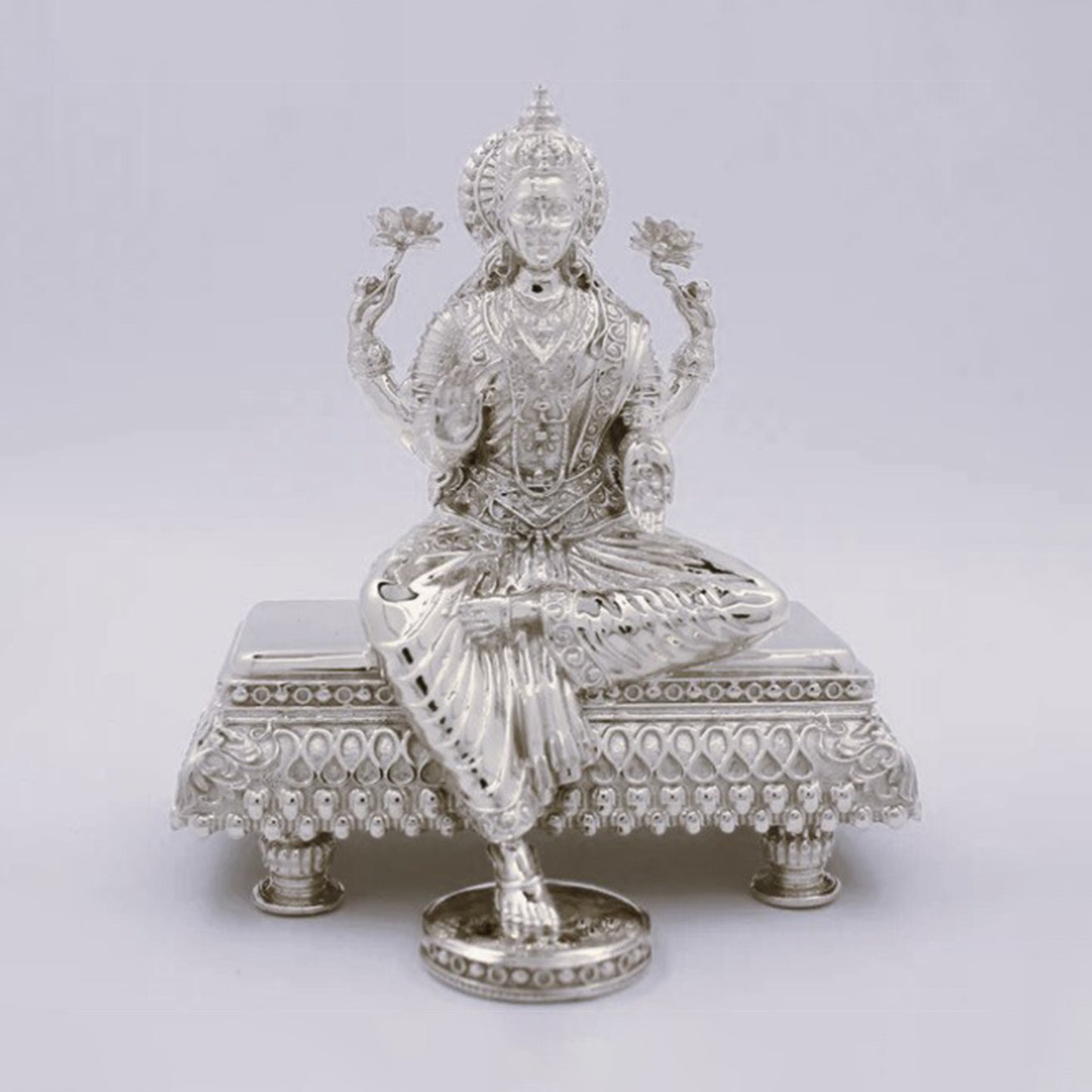 Silver Mixed Finish Maa Lakshmi on Sinhasan Idol