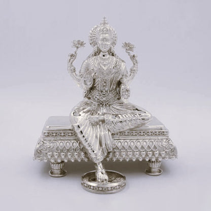 Silver Mixed Finish Maa Lakshmi on Sinhasan Idol