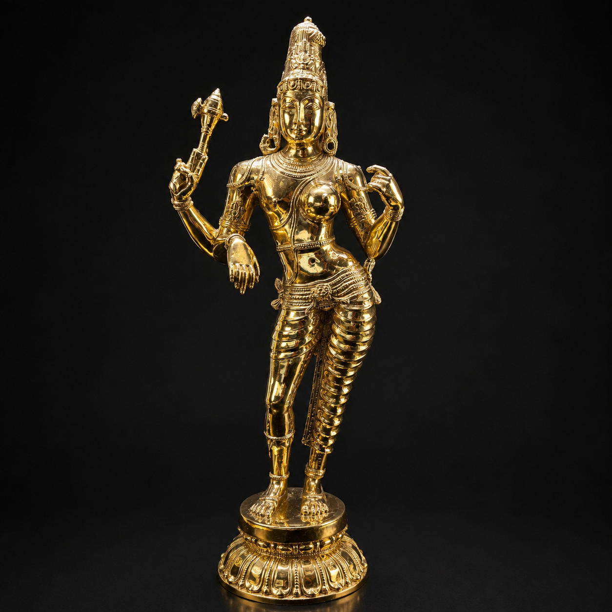 Brass High Polished Standing Ardhanarishwara