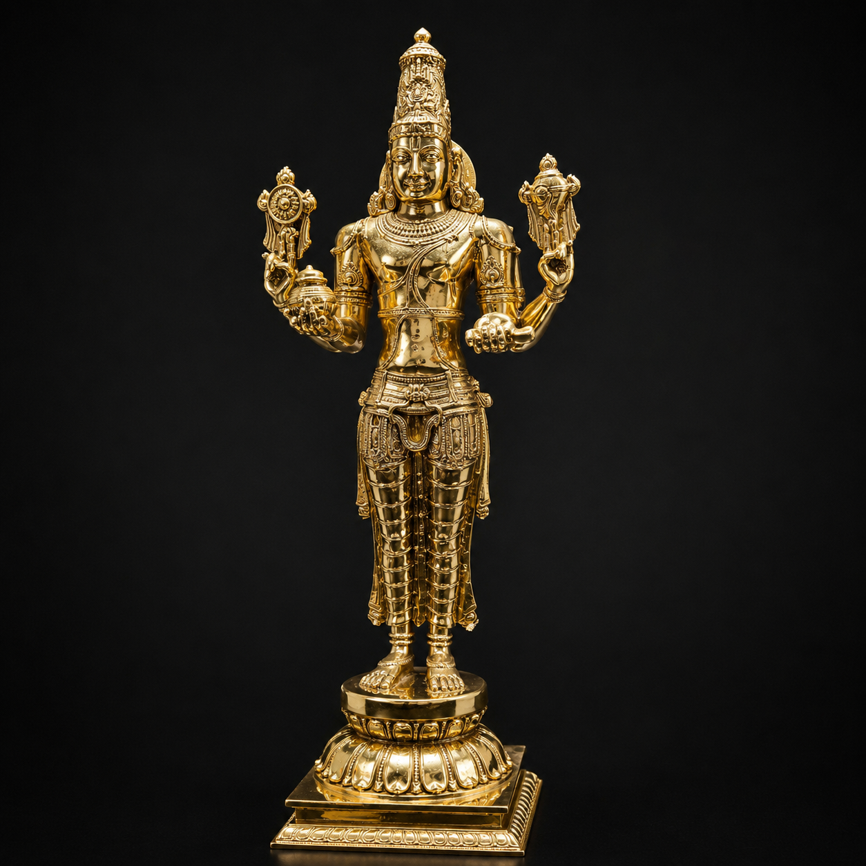 Brass High Polished Standing Lord Dhanvantari (Vishnu Avatar)