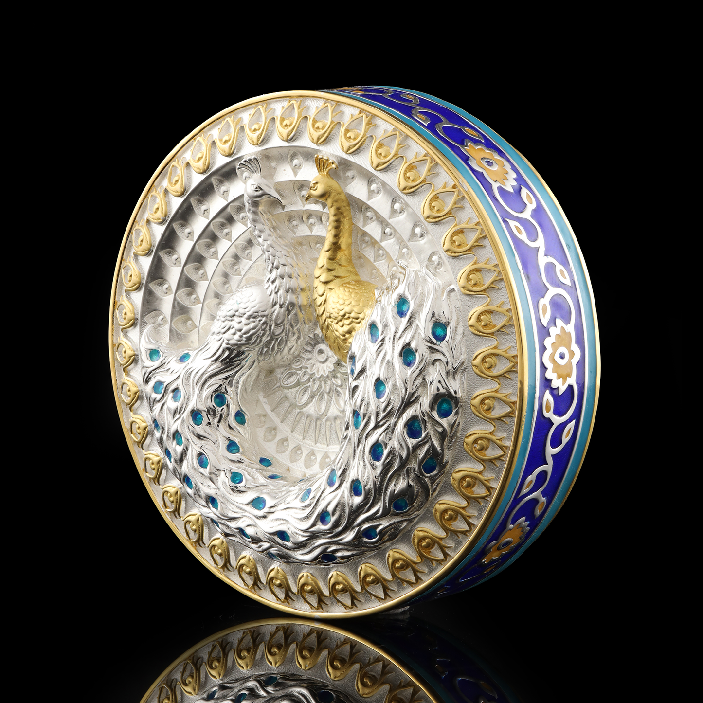 925 Silver Mixed Finish Peacock Coin