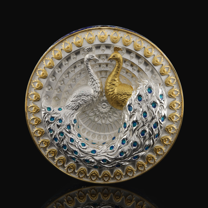 925 Silver Mixed Finish Peacock Coin