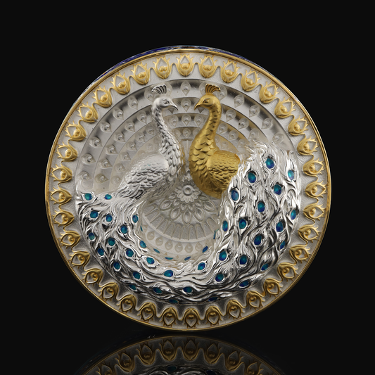 925 Silver Mixed Finish Peacock Coin