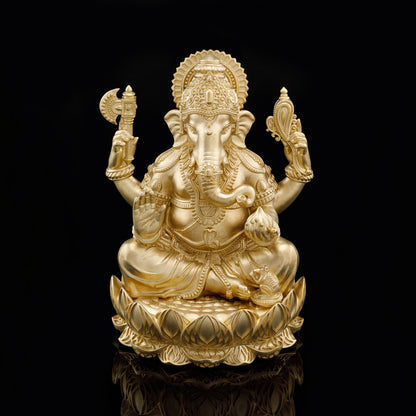 Brass Matte with Brown Rhodium Lotus Base Ganesh