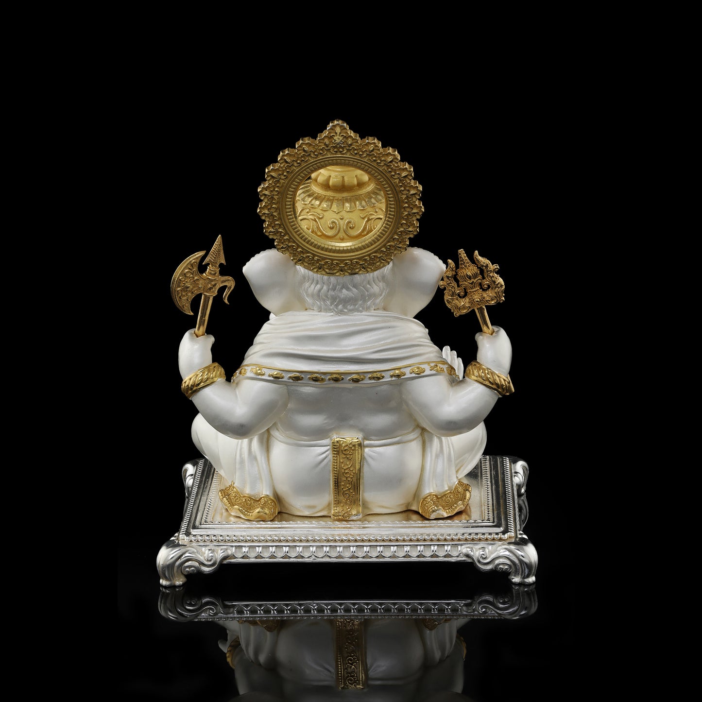Silver Mixed Finish Dagdusheth Ganpati with Gold Plating