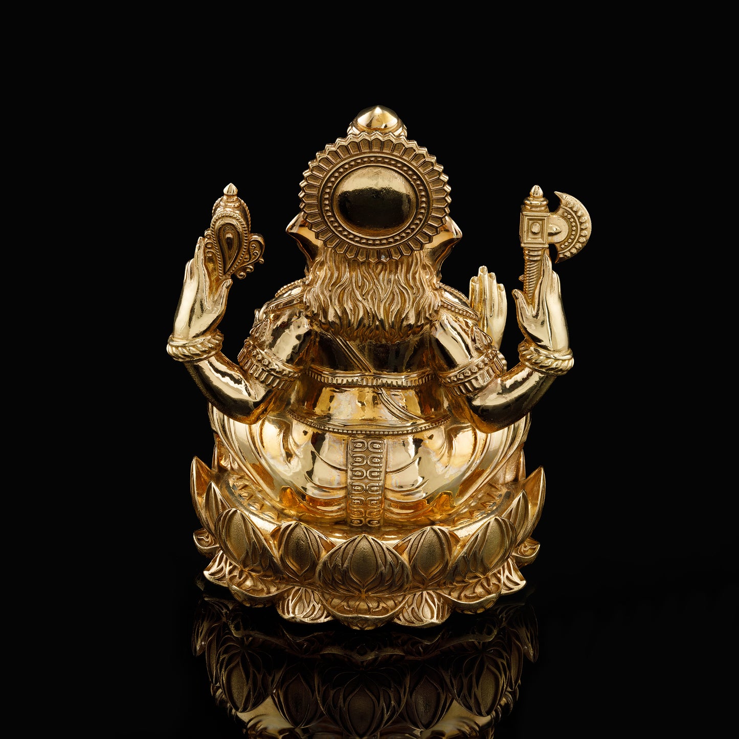 Brass High Polished Lotus Base Ganesh