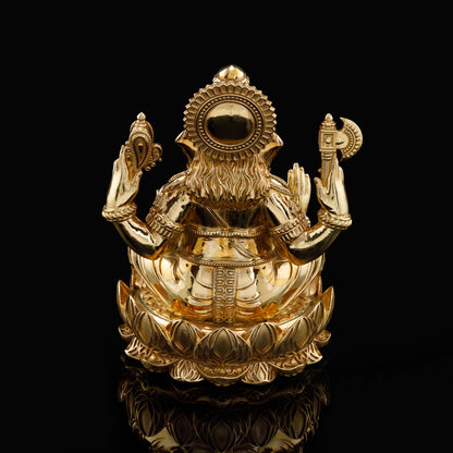 Brass High Polished Lotus Base Ganesh