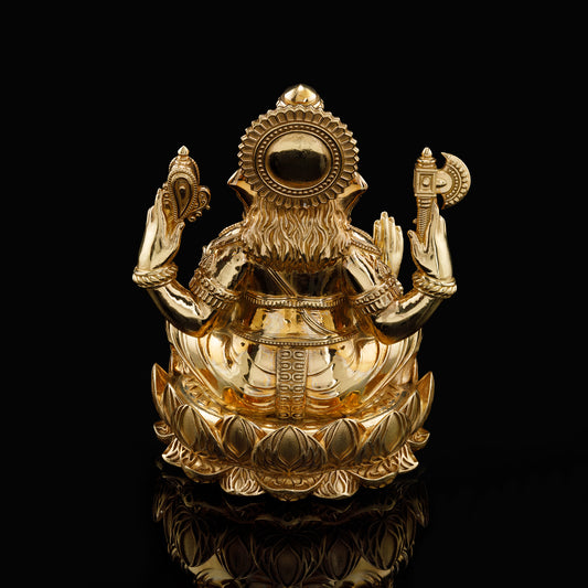 Brass High Polished Lotus Base Ganesh