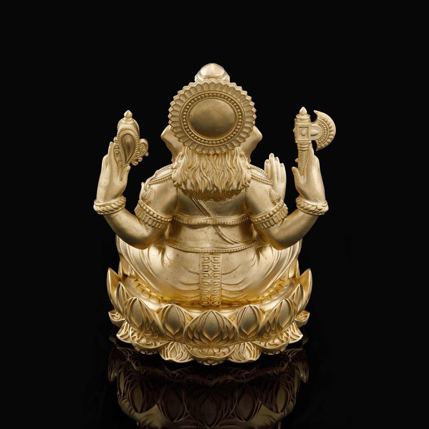 Brass Matte with Brown Rhodium Lotus Base Ganesh