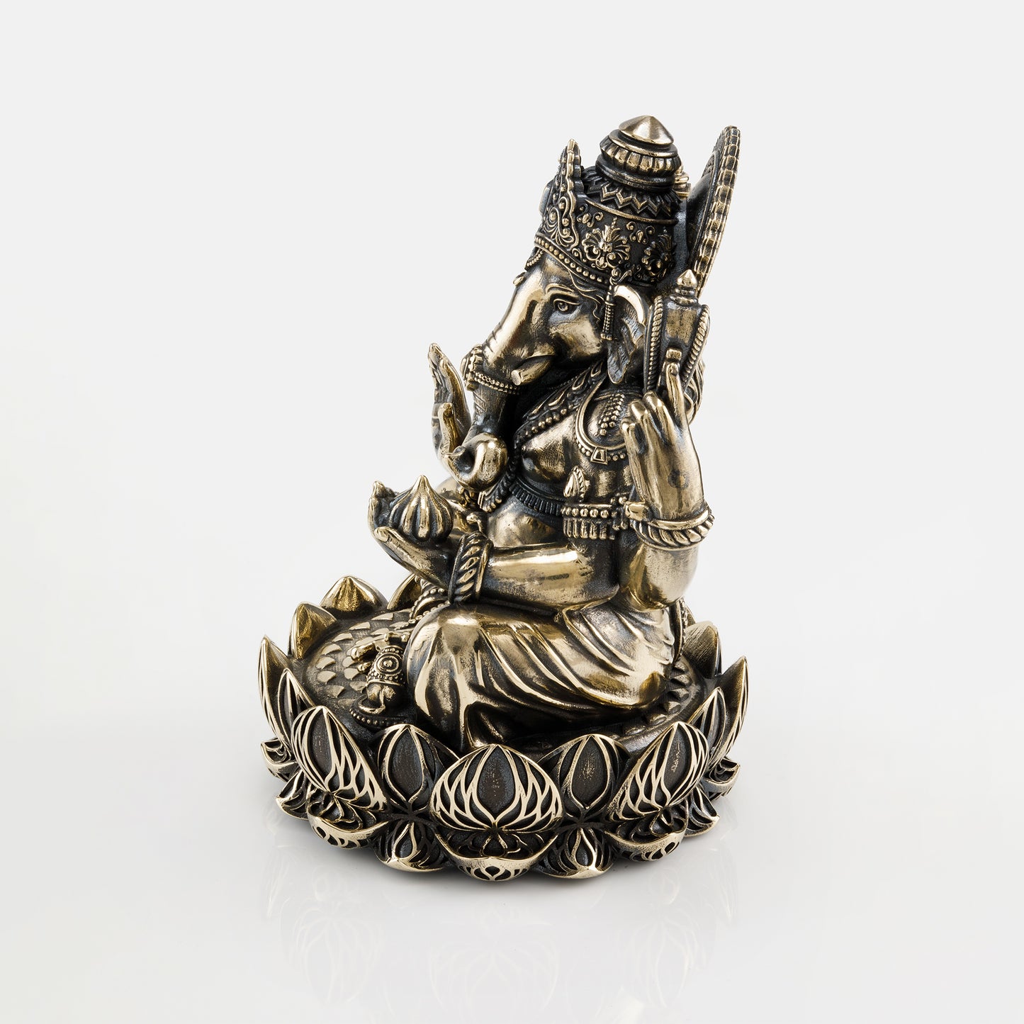 Brass Antique Finish Lotus Base Ganesh