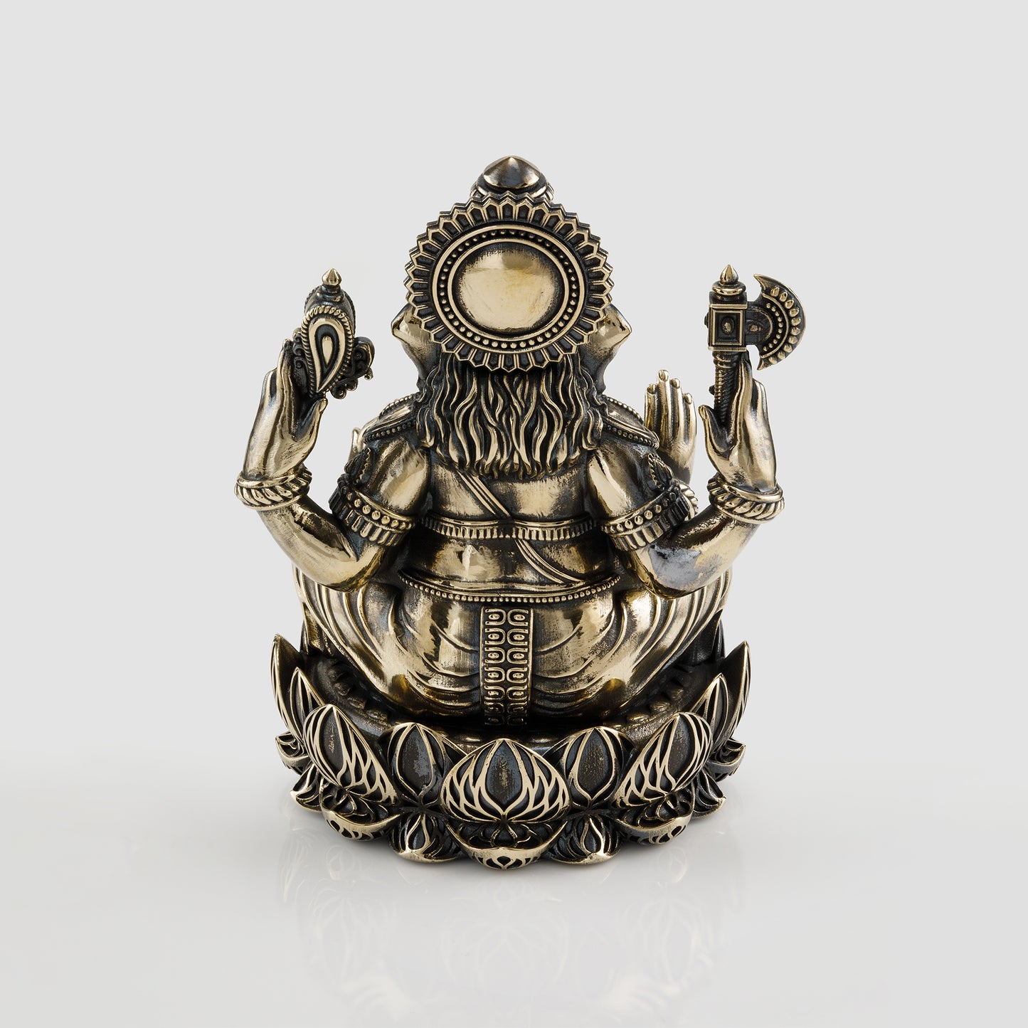 Brass Antique Finish Lotus Base Ganesh