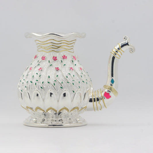 925 Silver Mixed Finish Floral Kalash No 1 with Enamel