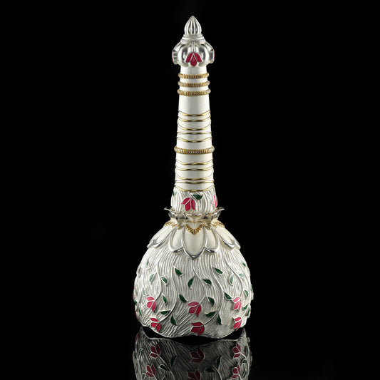 925 Silver Mixed Finish Pink Floral Chamar