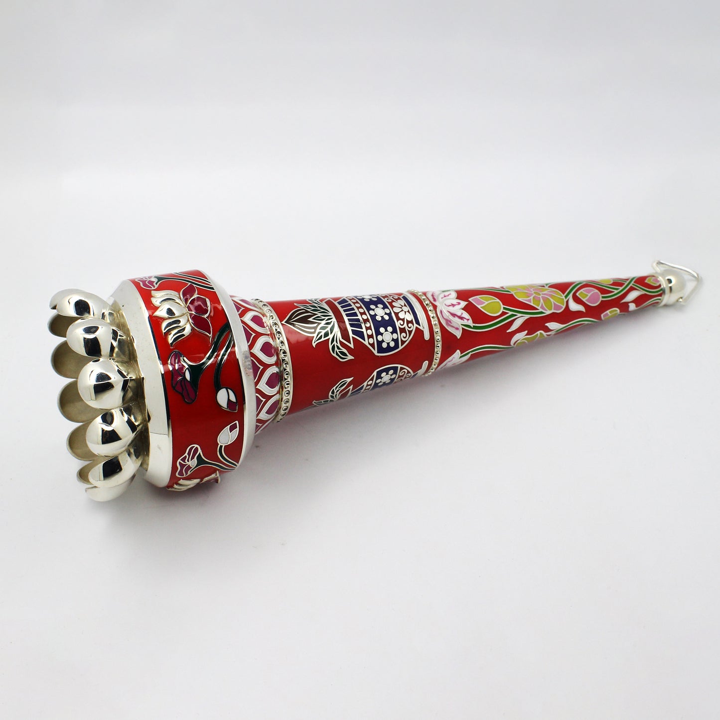 925 Silver High Polished Floral Chamar No 1 with Enamel